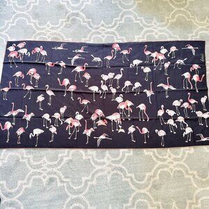 FABRIC FRONTLINE ZURICH SILK SCARF NAVY BLUE AND PINK FLAMINGOS